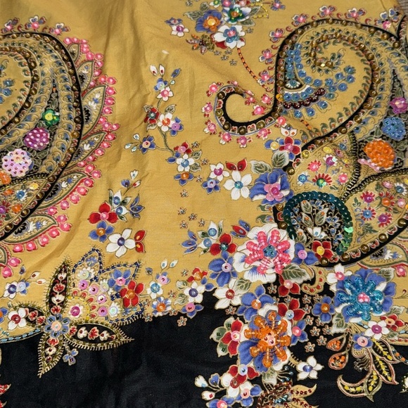 Sugar Beach Paisley Yellow Strapless Beaded & Sequined Cotton Mini Dress - Picture 10 of 10